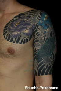 和彫り 手彫り 刺青 タトゥー tattoo 横浜 俊宝 蓮 lotus 入れ墨