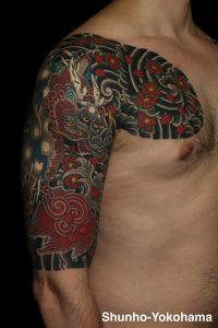 和彫り 手彫り 刺青 タトゥー tattoo 横浜 俊宝 麒麟 kirin 桜 桜吹雪 入れ墨